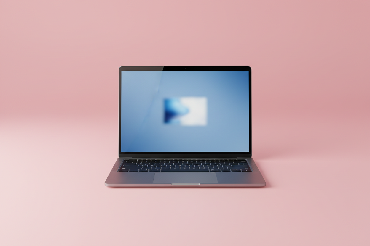 laptop with pink background 